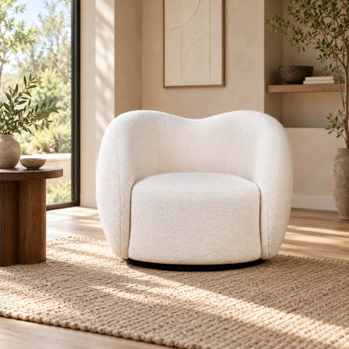 Hagen Armchair in White Fabric