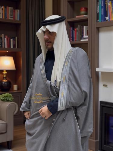 بشت كشميري شتوي دقه بخيه منجم بالذهبي رمادي