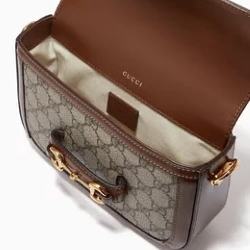 حقيبة كتف غوتشي ميني بحلية لجام حصان 1955 قنب سوبر...