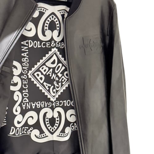 جاكيت دولتشي غابانا اسود جلد طبيعي