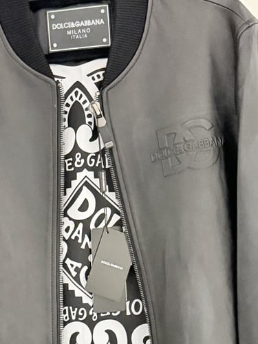 جاكيت دولتشي غابانا اسود جلد طبيعي