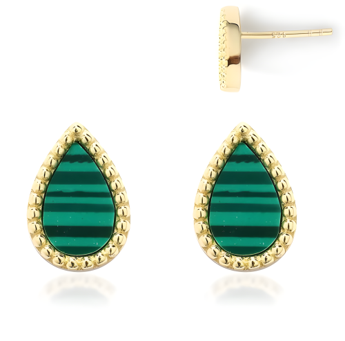 حلق فضة بحجر أخضر عيار 925K