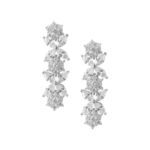 حلق فضة بأحجار زركون شفافه عيار 925K