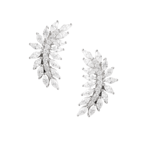 حلق فضة بأحجار زركون شفافه عيار 925K