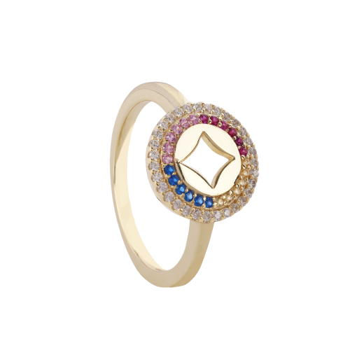 خاتم فضة بأحجار ملونه عيار 925K3 بأحجار ملونه