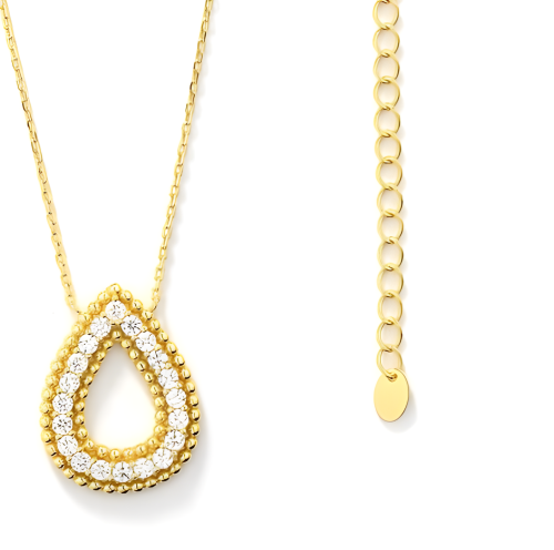 عقد فضة - قولد بأحجار زركون شفافه عيار 925K