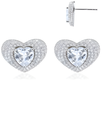 حلق فضة بأحجار زركون شفافه عيار 925K