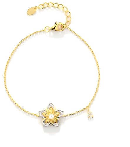 أسواره فضة قصة الورد - قولد بأحجار زركون شفافه عيا...