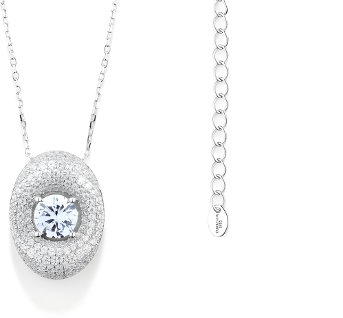 عقد فضة بأحجار زركون شفافه عيار 925K