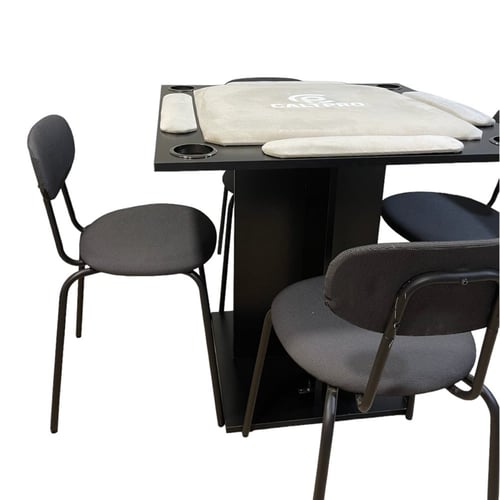 طاولة بلوت شامبيون أسود بكراسي