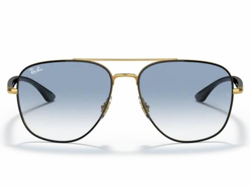 نظارة راي بان رجالي شمسية مربعة أسود ذهبي معدن RB...