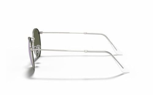 نظارة راي بان شمسية دائرية معدن فضي بعدسات فضية عا...