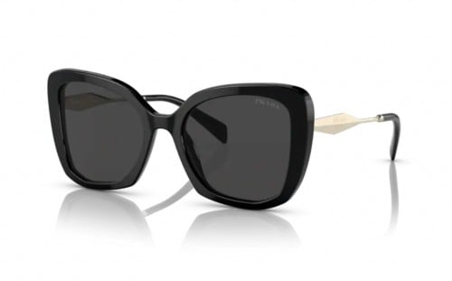 نظارة شمسية برادا نسائية فراشة كبيرة بإطار أسود PR...