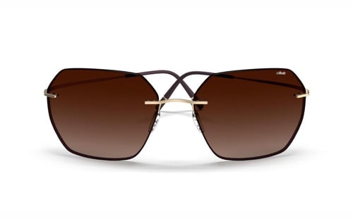 نظارة سيلويت شمسية رجالي تيتانيوم ذهبي سداسية Cale...