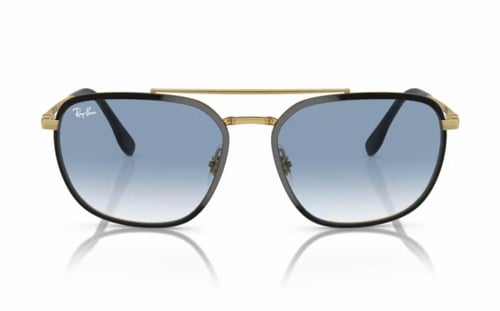 نظارة راي بان رجالي شمسية مربعة أسود ذهبي معدن RB...