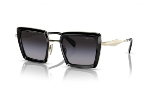 نظارة شمسية برادا نسائي مربعة بإطار أسود معدن PR 5...