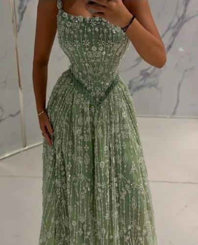 فستان سهره كلفه تل تطريز خرز كلوش مكس توب