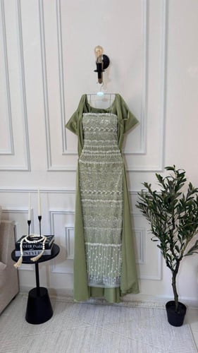 فستان سهره فخم تطريز كمبيوتر