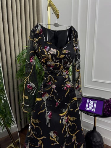 فستان سهره كلفه تطريز خرز كلوش مكس توب