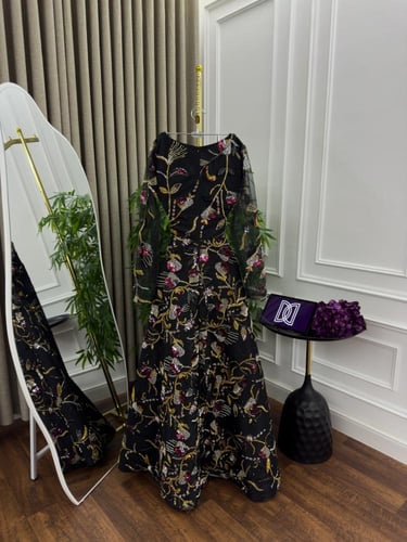 فستان سهره كلفه تطريز خرز كلوش مكس توب