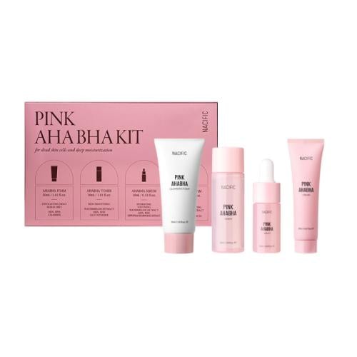 Pink exfoliation set for skin problem care