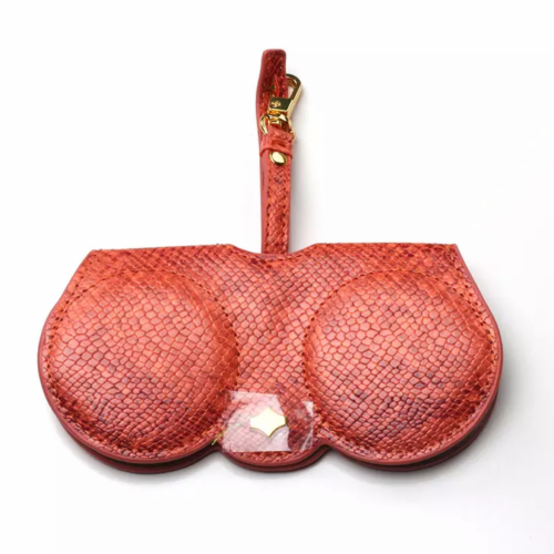 حافظة نظارات جلد ثعبان برتقالي