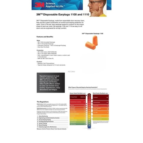 عدد 4 ازواج من سدادات أذن 3M 1100 – للحماية من الض...
