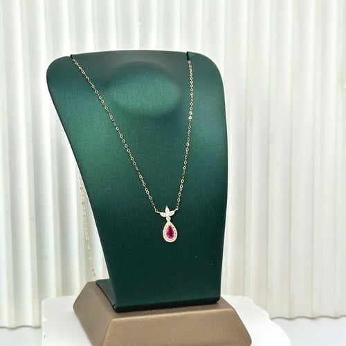 عقد ذهب الدمعة عيار 18 تصميم الماس ( 0.6 جرام - NE...