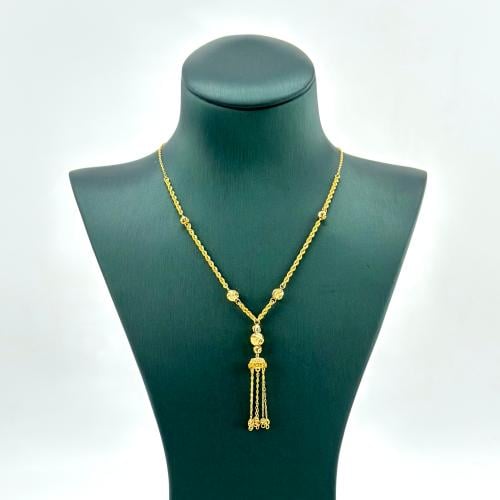 عقد ذهب مطعَم بكرات الليزر و الزريكون ( 3.9 جرام -...