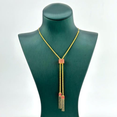 عقد بسلسال مبروم مطعّم بلون المينا ( 5.4 جرام - عي...