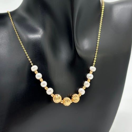 عقد لؤلؤ مع كرات الليزر ( 3.7 جرام - عيار 21 - NE0...