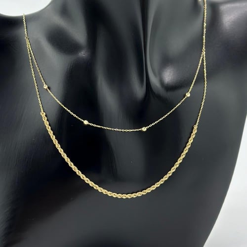 طقم راقي بسلسال مجدول وكرات الليزر ( 4.8 جرام - عي...