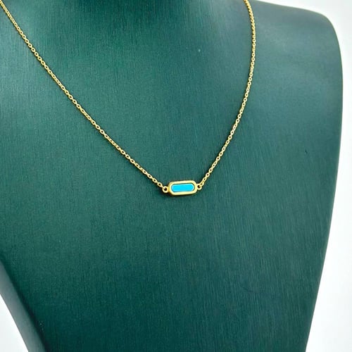 عقد تصميم ايطالي مطعّم بلون المينا ( 2.0 جرام - عي...