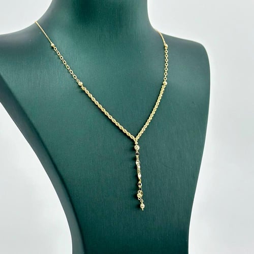 طقم راقي بسلسال مجدول وكرات الليزر ( 4.9 جرام - عي...