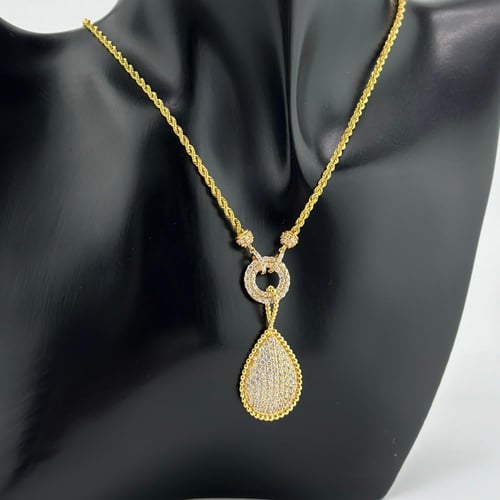 عقد الدمعة تصميم الماس مع سلسال مبروم ( 11.2 جرام...