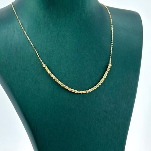 عقد بسلسال مبروم و مطعّم بكرات الليزر ( 1.5 جرام -...