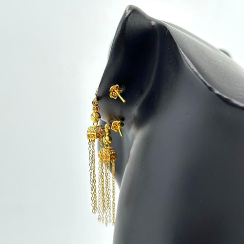 حلق ذهب مطعَم بكرات الليزر ( 3.0 جرام - عيار 21 -...