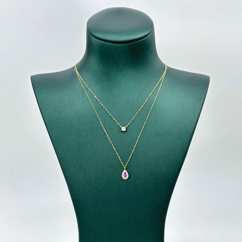 عقد ذهب الدمعة تصميم الماس ( 0.7 جرام - عيار 18 -...