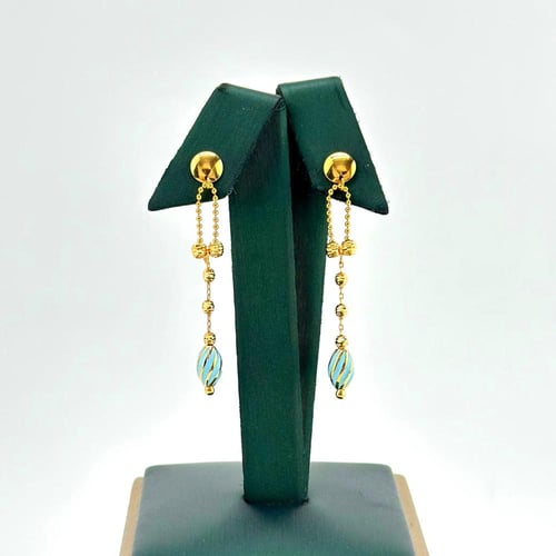 طقم ذهب جنزير مع لون الميناء سماوي ( 16.4 جرام - ع...