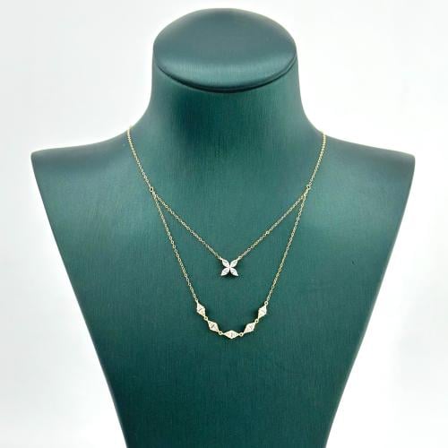 عقد ذهب ناعم دورين تصميم الماس ( 1.1 جرام - عيار 1...