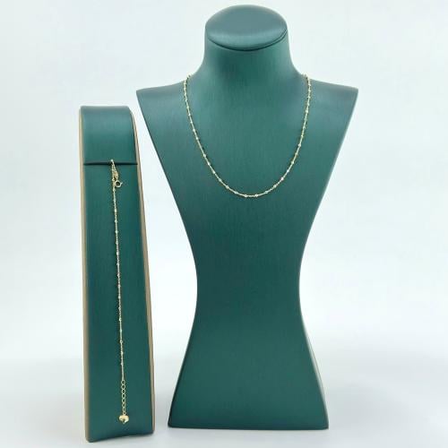 عقد مع اسوارة ذهب بتصميم كرات الليزر الملونة ( 4.6...