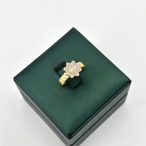 خاتم ذهب تصميم الماسّ على شكل وردة ( 2.3 جرام - عي...