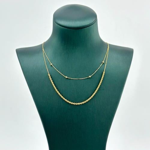 عقد بسلسال مبروم و مطعّم بكرات الليزر ( 2.2 جرام -...