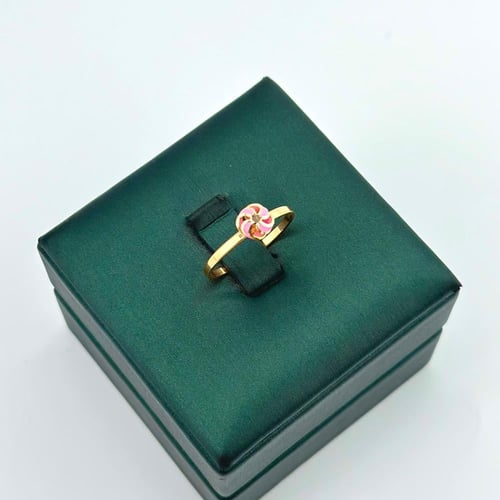 خاتم ناعم مّطعم بالالون الميناء ( 1.5 جرام - عيار...