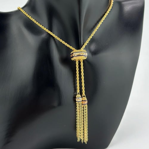 عقد بسلسال مبروم و تطعيمات من لون المينا ( 6.8 جرا...