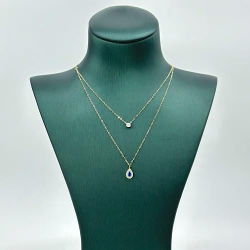 عقد ذهب الدمعة تصميم الماس ( 0.7 جرام - عيار 18 -...