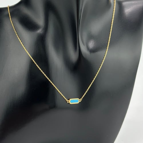 عقد تصميم ايطالي مطعّم بلون المينا ( 2.0 جرام - عي...