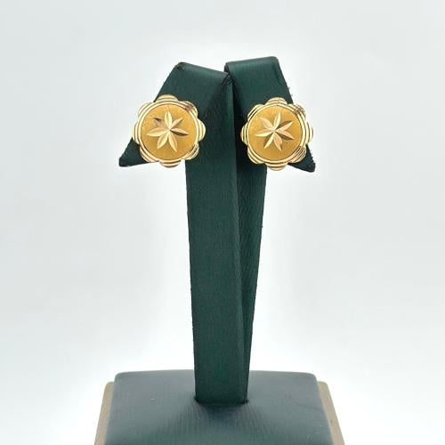 حلق ذهب دائري تصميم دوار الشمس ( 2.9 جرام - عيار 2...