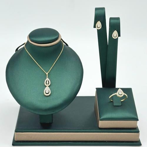 نصف طقم تصميم الماس على شكل دمعة ( 4.0 جرام - عيار...