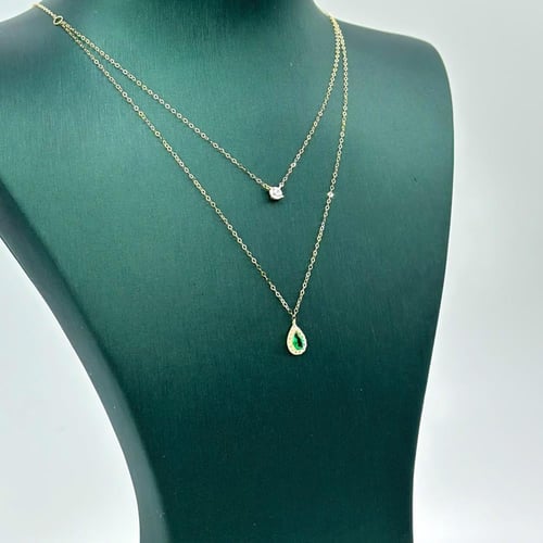 عقد ذهب الدمعة تصميم الماس ( 0.7 جرام - عيار 18 -...